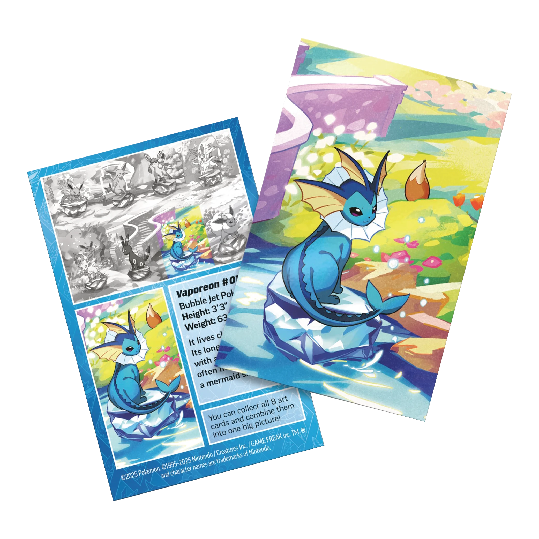 Pokémon Prismatic Evolutions Mini Tin Vaporeon artwork kaart