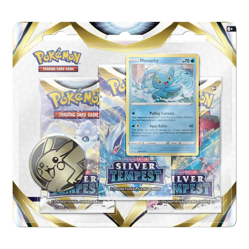 Pokémon TCG Silver Tempest 3-Pack Blister Manaphy