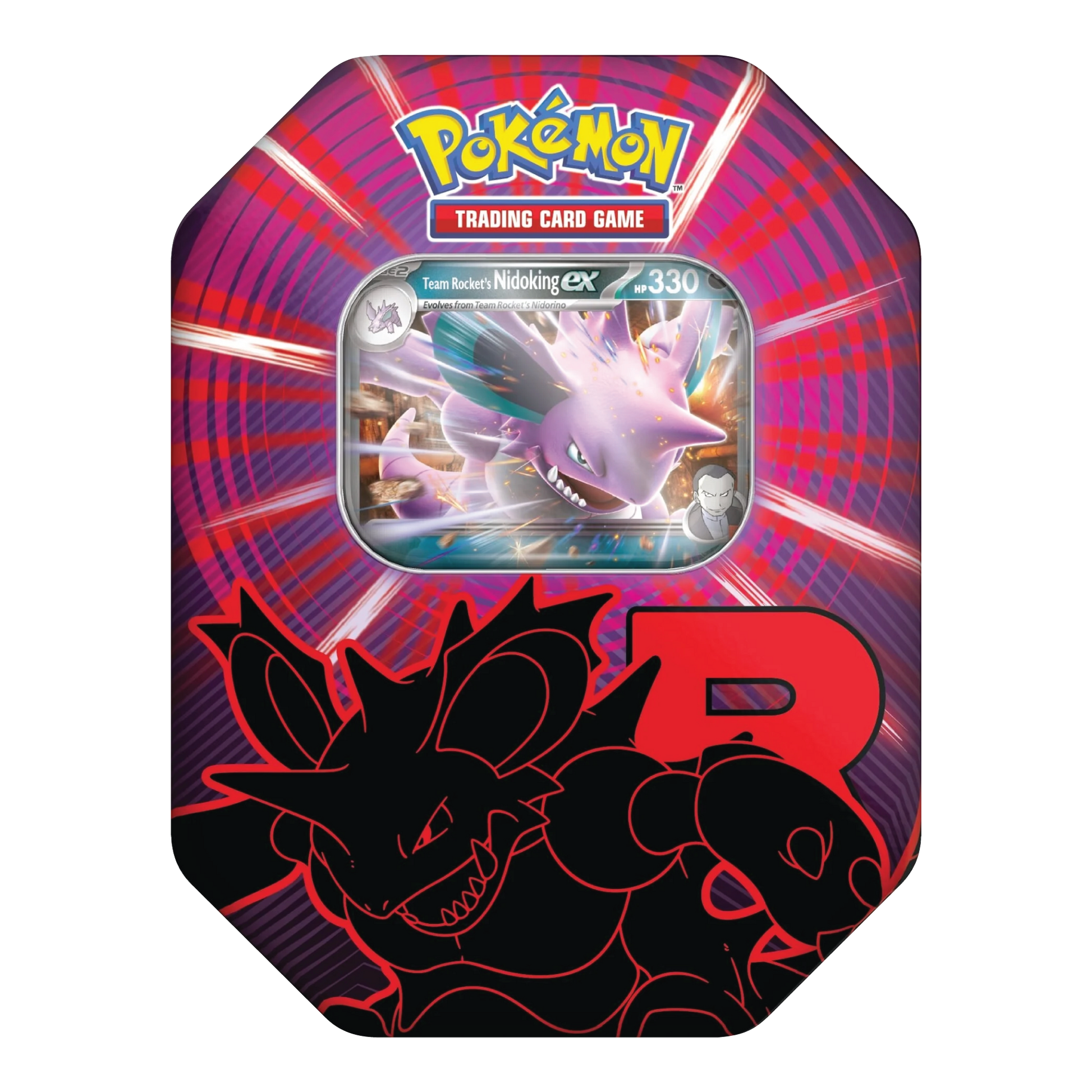 Pokémon TCG Team Rocket Tin met Nidoking ex Art en Promo