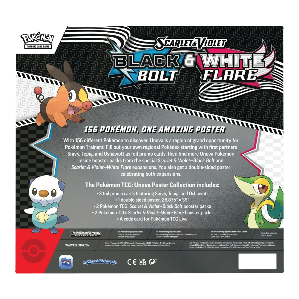 Pokémon TCG Scarlet & Violet Black Bolt & White Flare Poster Collection Back
