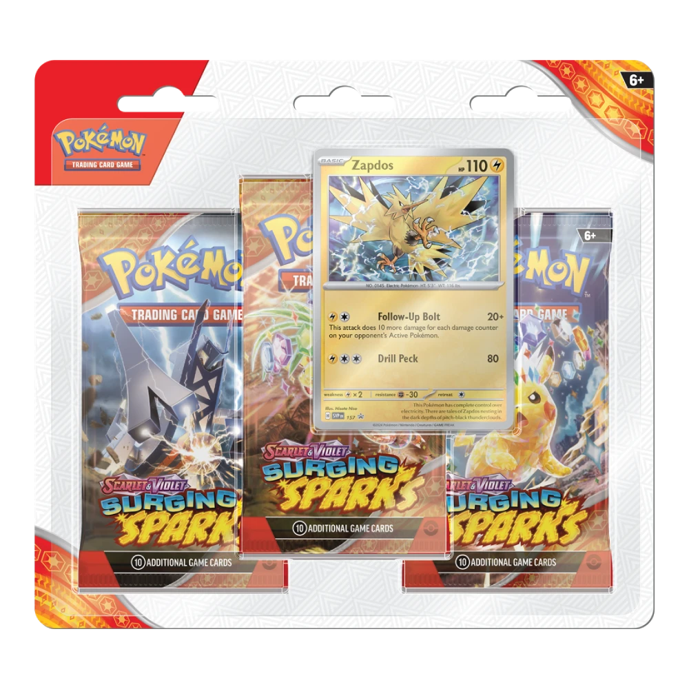 Pokémon TCG Scarlet & Violet Surging Sparks 3-Pack Blister Zapdos Promo