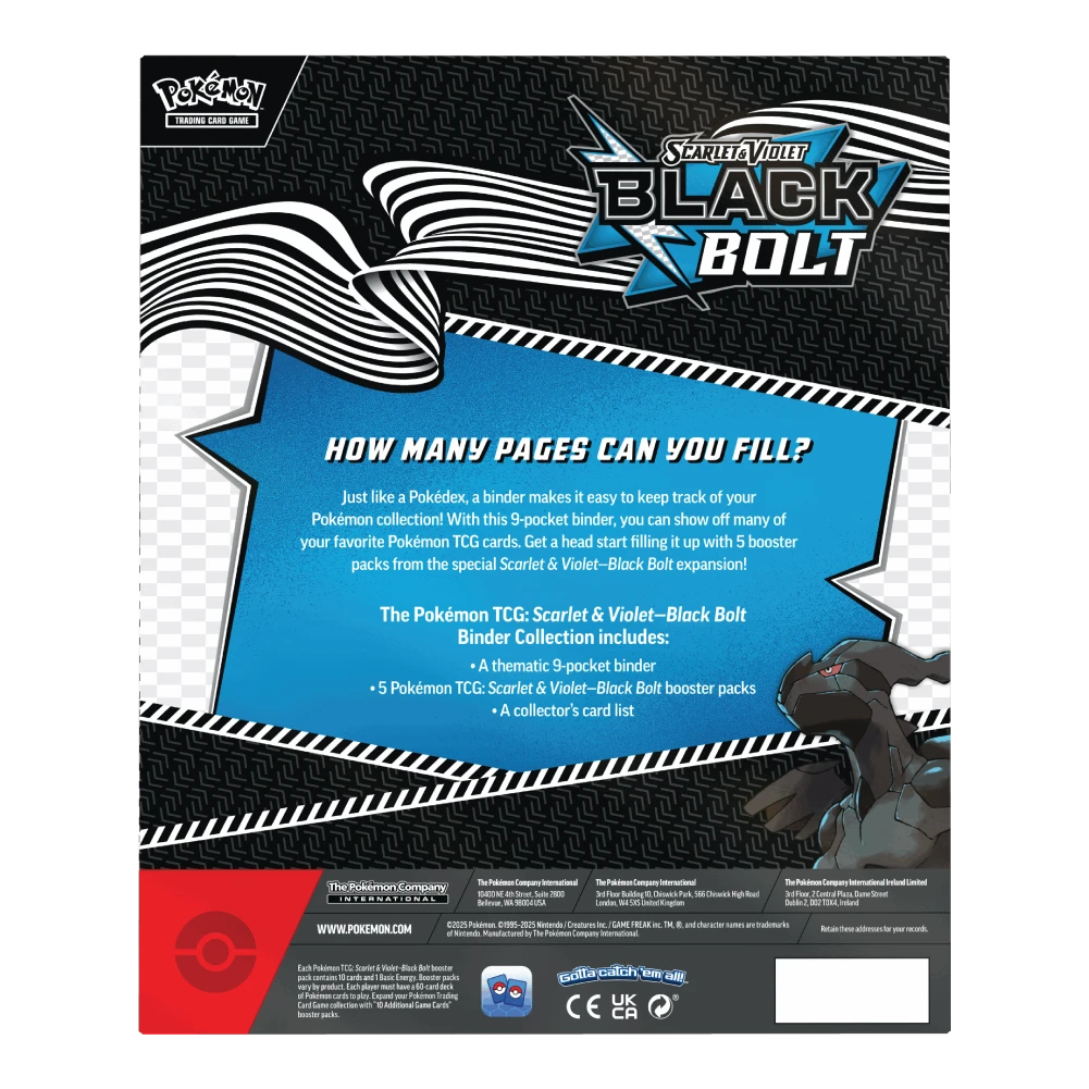 Pokémon TCG Scarlet & Violet Black Bolt Binder Collection Back