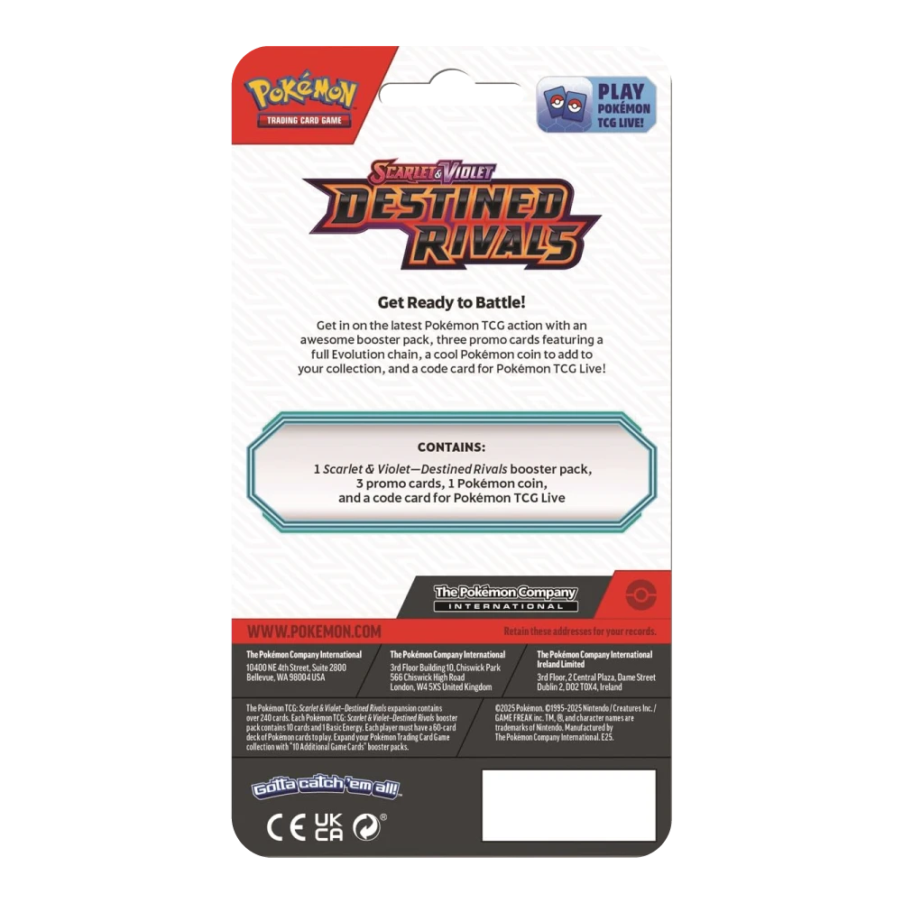 Pokémon TCG Destined Rivals Checklane Blister Achterkant