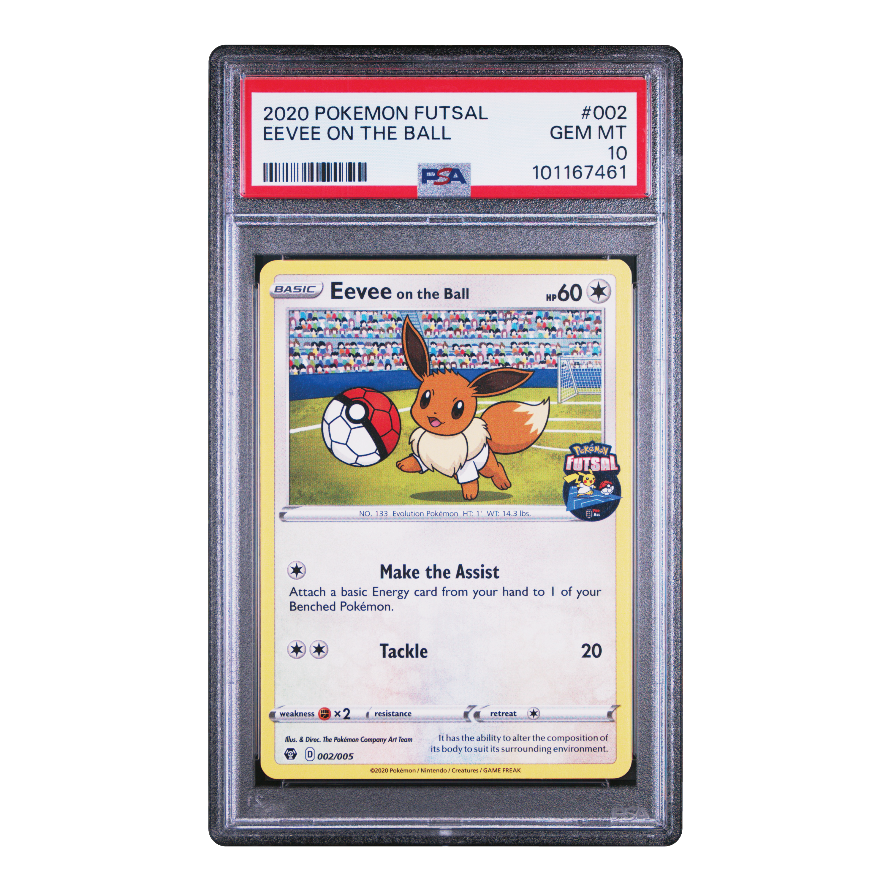 Eevee on the Ball Pokémon Futsal 002 PSA 10