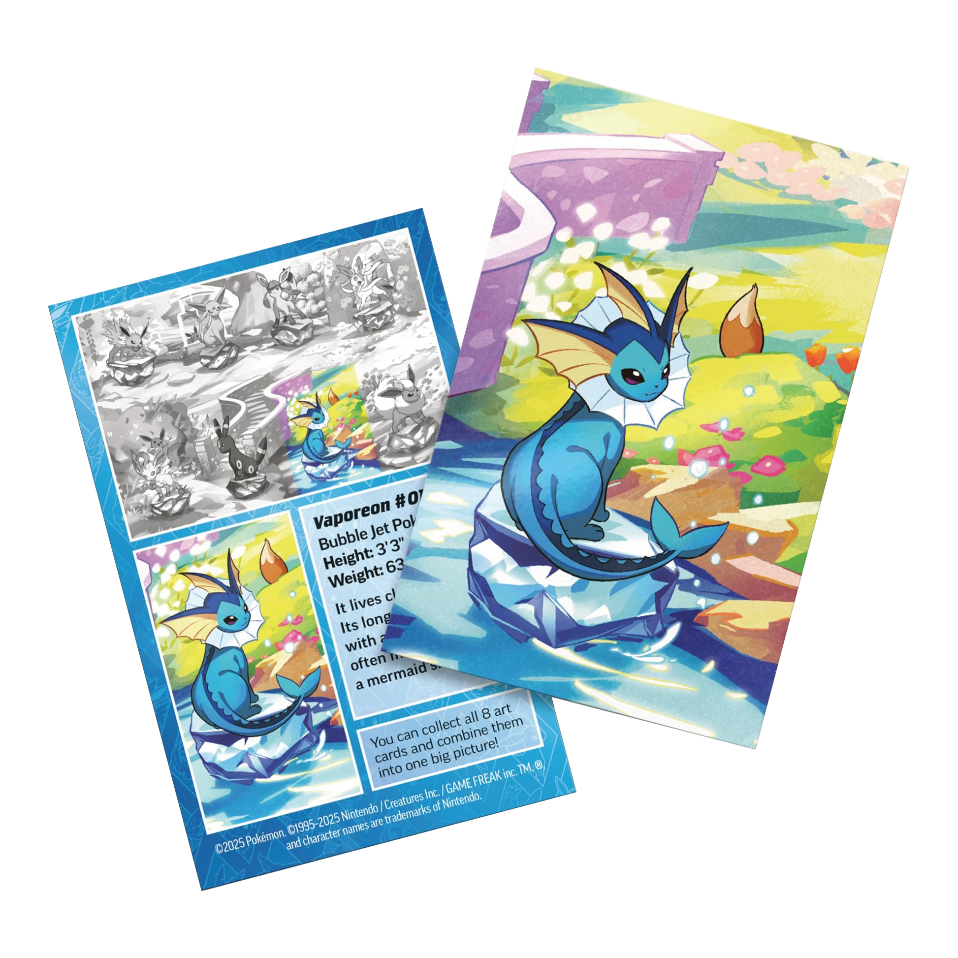 Pokémon Prismatic Evolutions Mini Tin Vaporeon artwork kaart