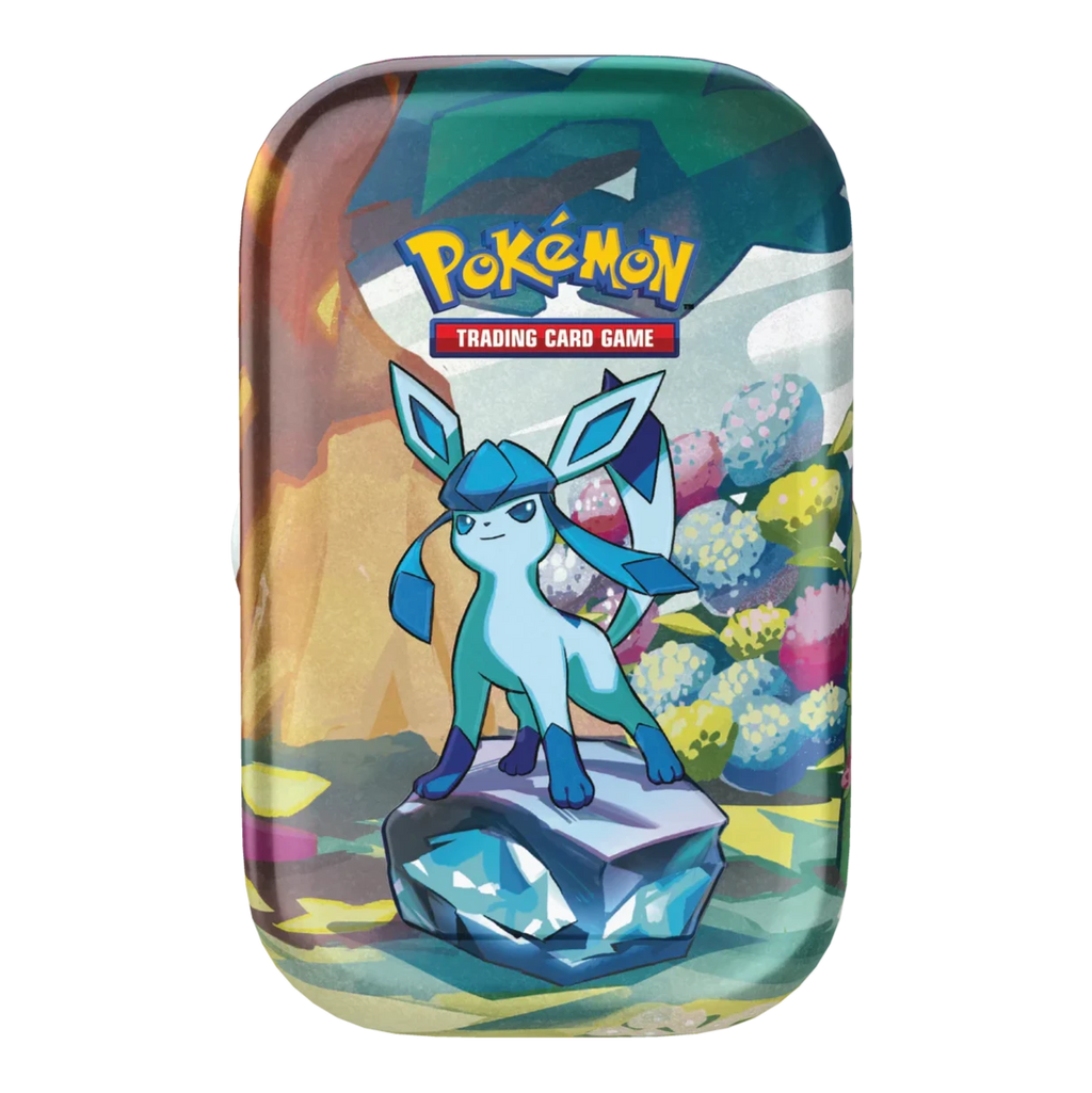 Pokémon Prismatic Evolutions Mini Tin met Glaceon ontwerp