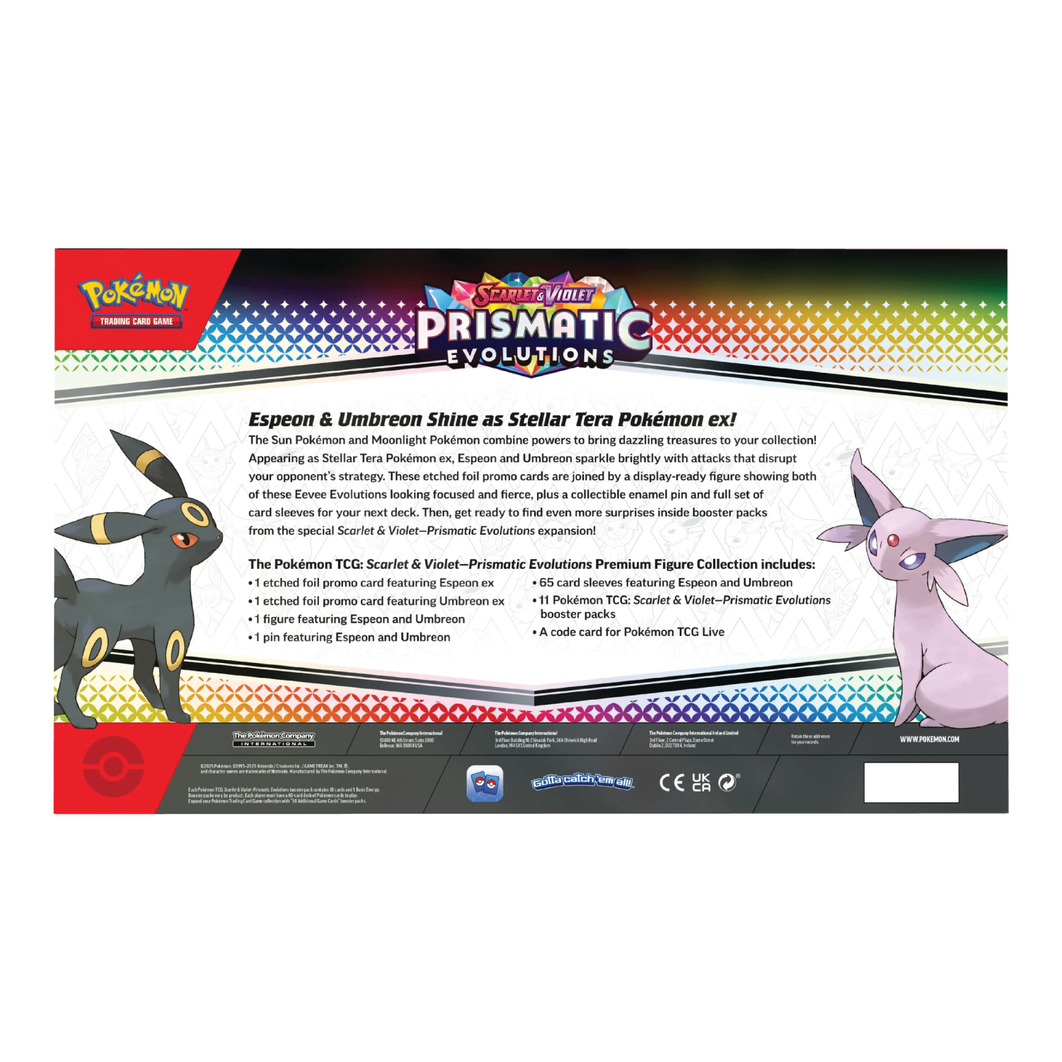 Achterkant van Prismatic Evolutions Premium Figure Collection