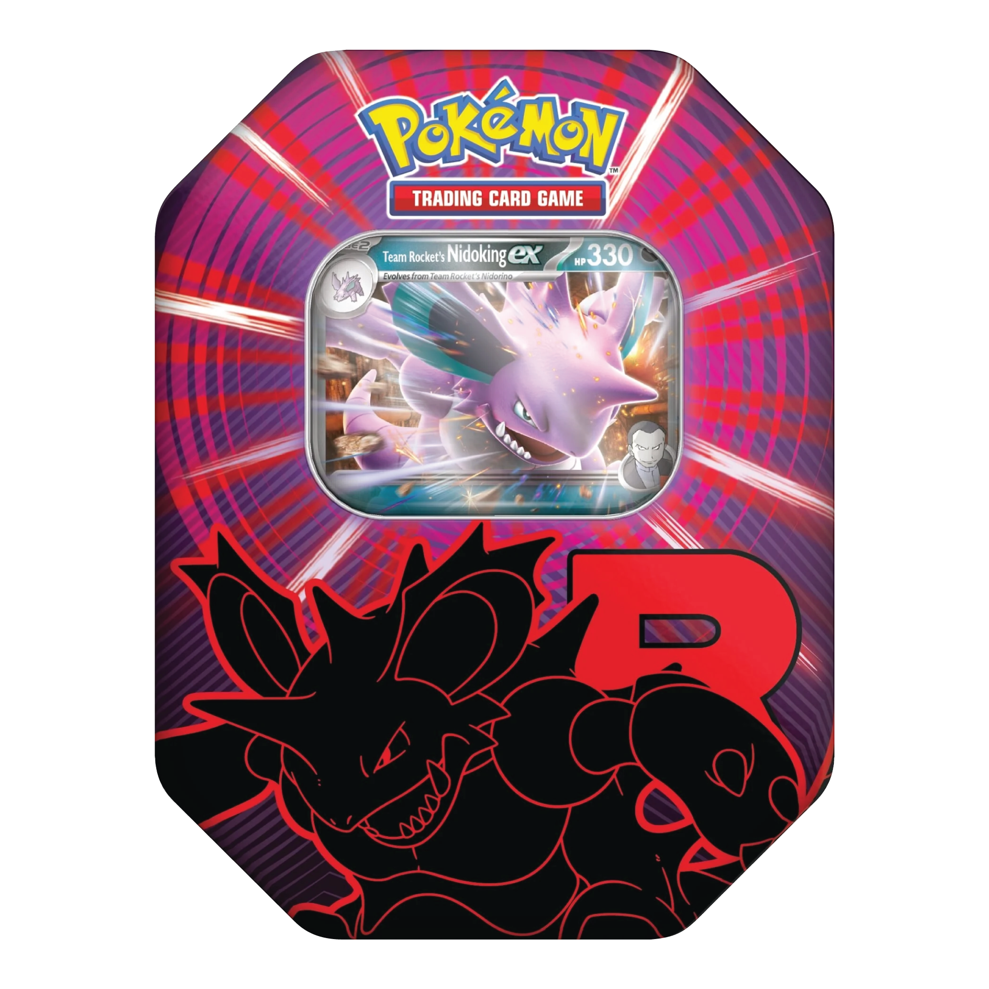 Pokémon TCG Team Rocket Tin met Nidoking ex Art en Promo