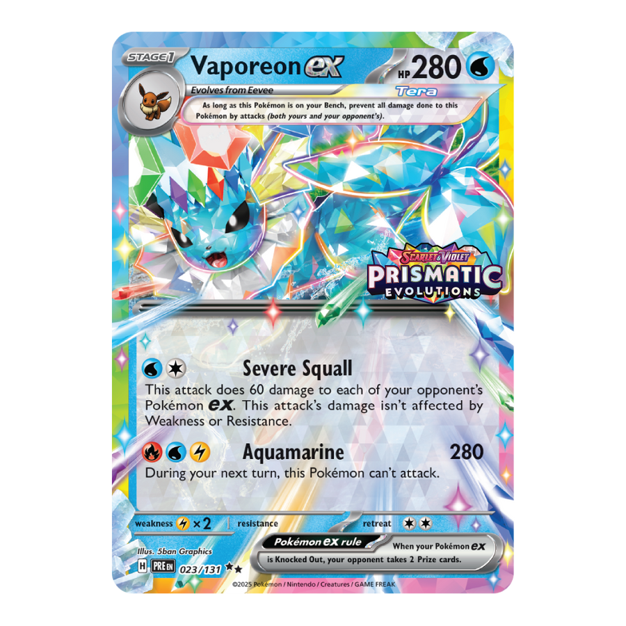 Vaporeon ex xPRE 023/131 (Stamped & Sealed)